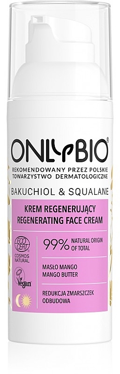 Відновлювальний крем для обличчя - Only Bio Bakuchiol & Squalane Regenerating Cream — фото N1