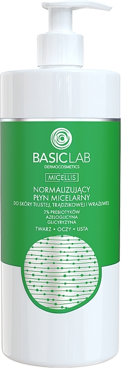 Мицеллярная вода нормализующая для жирной, угревой и чувствительной кожи - BasicLab Dermocosmetics Micellis — фото N1