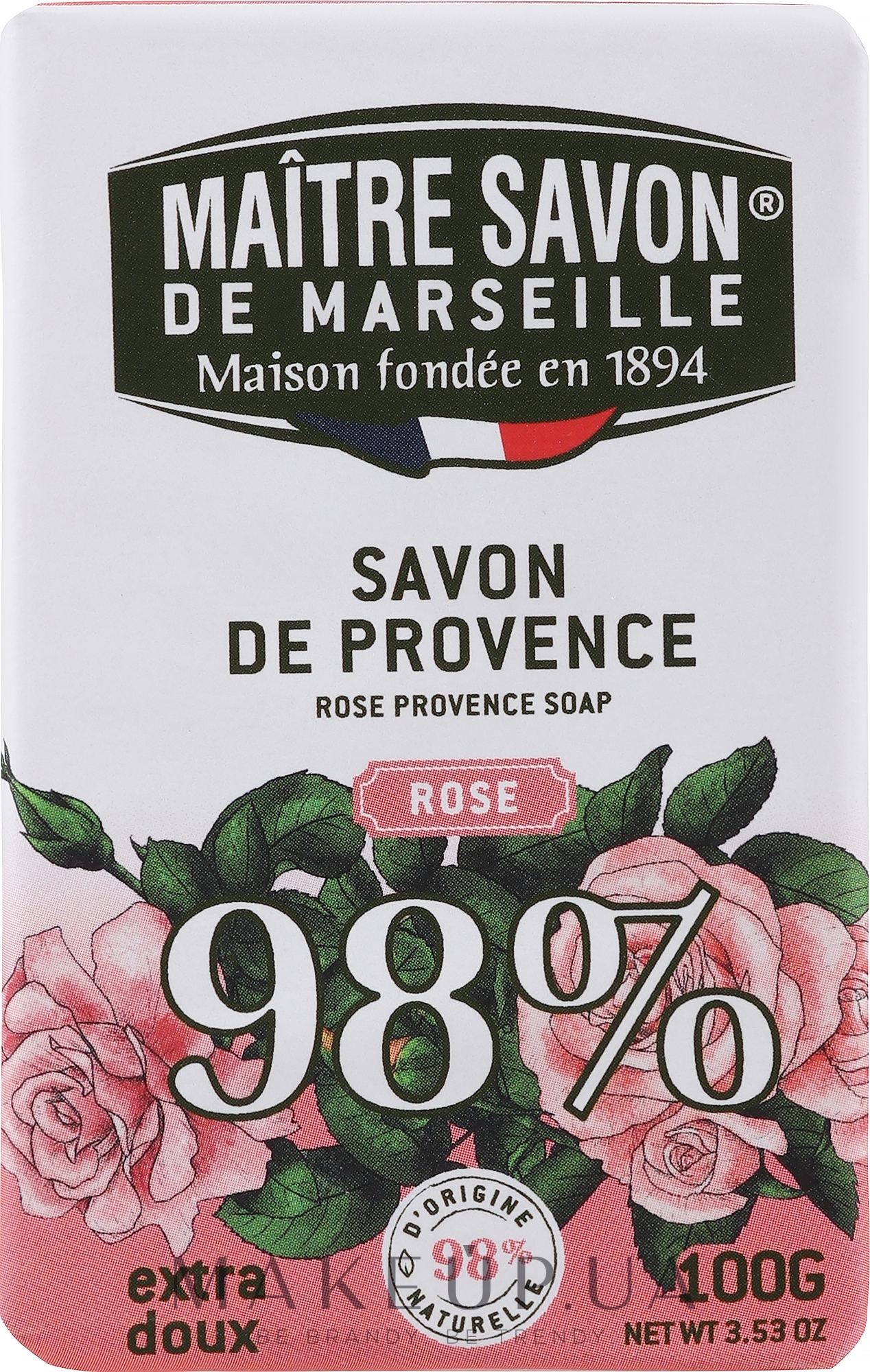 Мыло "Роза" - Maitre Savon De Marseille Savon De Provence Rose Soap Bar — фото 100g
