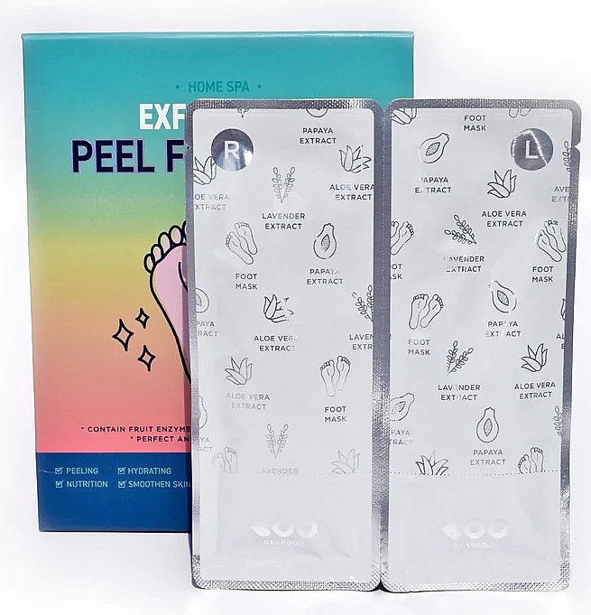Маска-пілінг для ніг - Dearboo Home Spa Exfoliate & Peel Foot Mask — фото N2