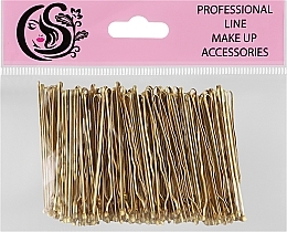 Невидимки для волос волнистые с двумя шариками металлические 50 мм, золото - Cosmo Shop — фото N1