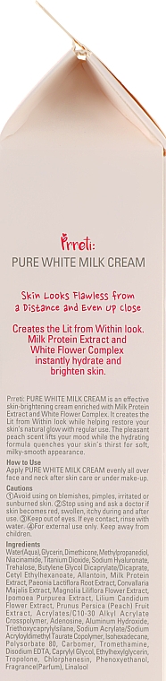 Зволожувальний крем для освітлення обличчя на основі молочних протеїнів - Prreti Pure White Milk Cream — фото N3