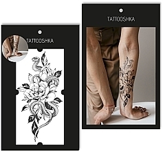 Временное тату "Змея и цветы" - Tattooshka — фото N1