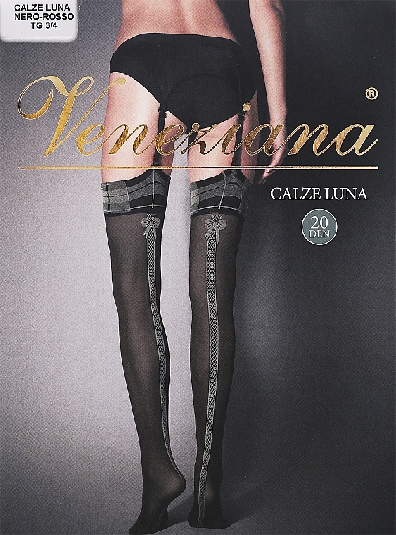 Чулки женские "Calze Luna" 20 Den, nero-rosso - Veneziana — фото N1