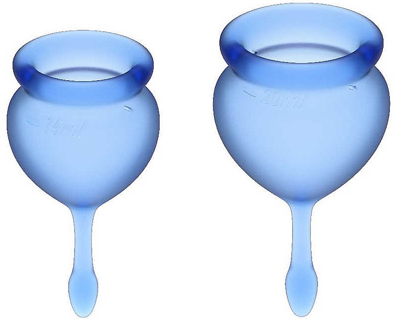 Набір менструальних чаш із хвостиком-крапелькою, синій - Satisfyer Feel Good Menstrual Cup Dark Blue