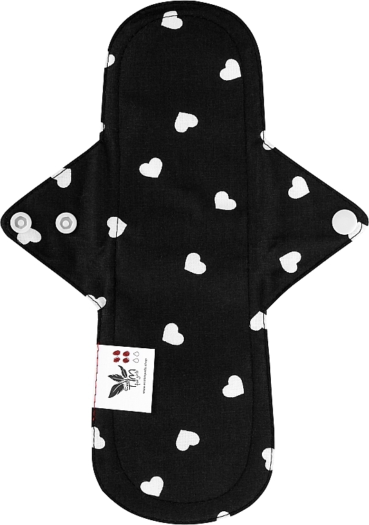 Прокладка для менструації Міді 4 краплі, сердечка на чорному - Ecotim For Girls — фото N1