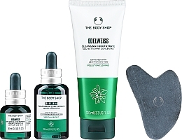 Набор - The Body Shop Fresh & Festive Edelweiss Skincare Gift Christmas Gift Set (gel/100ml + ser/30ml + eye/ser/10ml + acc/1pc) — фото N2