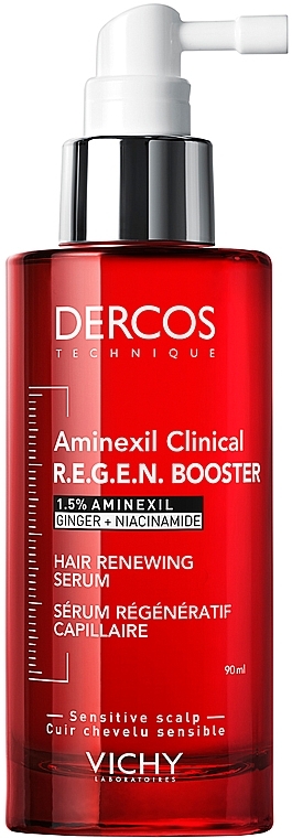 Зміцнювальна та стимулювальна сироватка для волосся - Vichy Dercos Aminexil Clinical R.E.G.E.N Booster Hair Renewing Serum — фото N1