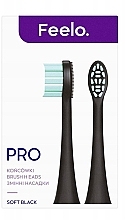 Сменная насадка для звуковой зубной щетки, мягкая, черная, 2 шт. - Feelo PRO Black Soft  — фото N2