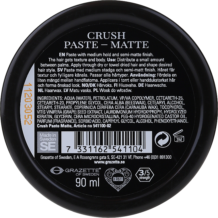 Паста для волос со средней фиксацией - Grazette Crush Paste Matte — фото N2