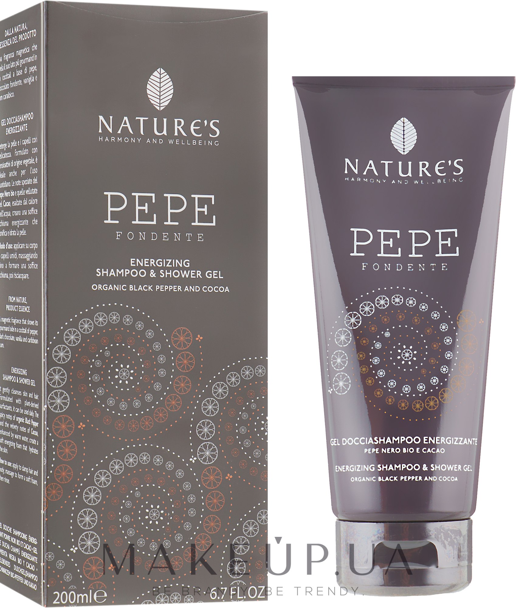 Энергетический гель для душа и шампунь с черным перцем - Nature's Dark Pepper Shampoo & Shower Gel — фото 200ml