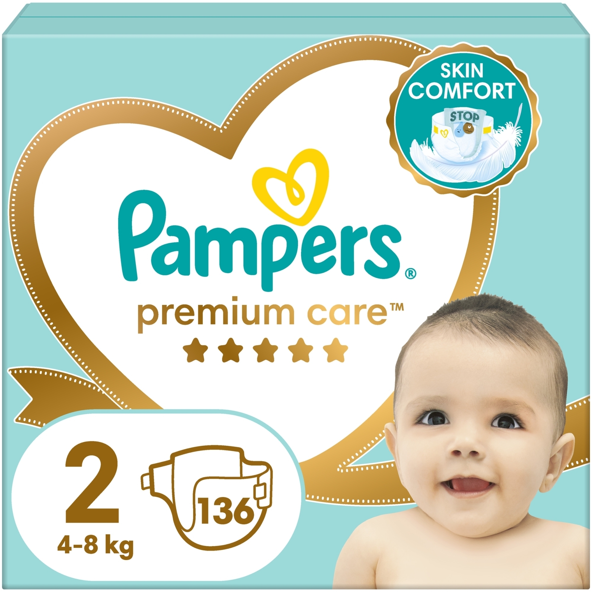 Подгузники Premium Care 2 (4-8 кг), 136 шт. - Pampers — фото 136шт