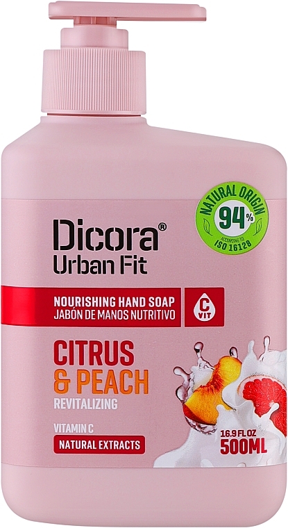 Живильне мило для рук з вітаміном С "Цитрус та персик" - Dicora Urban Fit