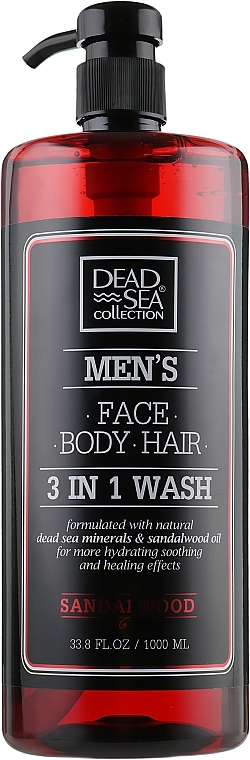 УЦІНКА Гель для душу, волосся і обличчя для чоловіків - Dead Sea Collection Men’s Sandalwood Face, Hair & Body Wash 3 in 1 * — фото N4