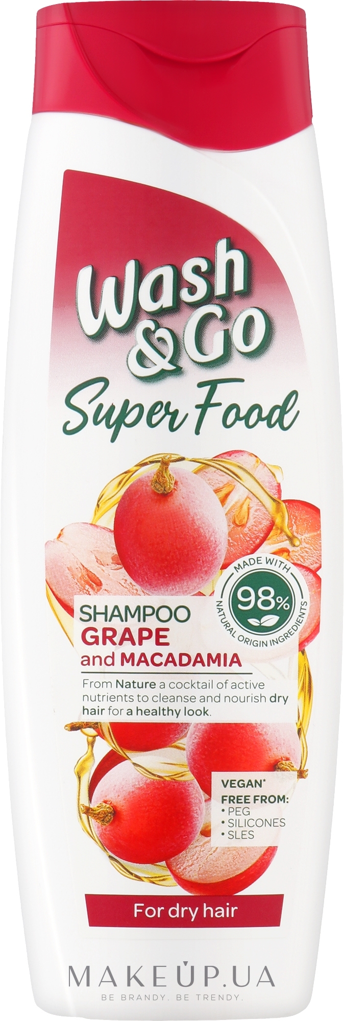 Шампунь для сухого волосся з виноградом і макадамією - Wash&Go Super Food Shampoo — фото 400ml