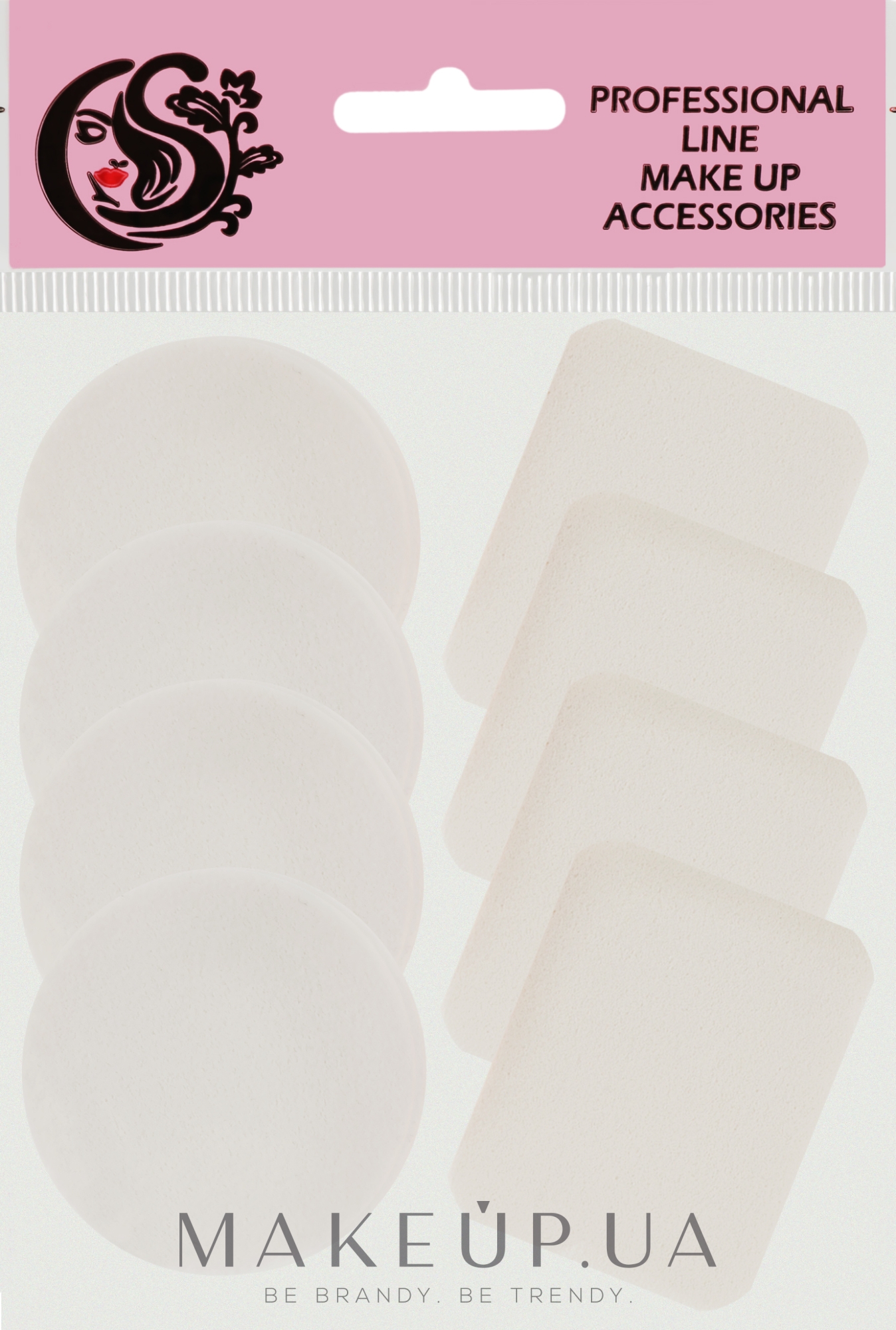 Спонж CS070W для макіяжу коло + квадрат 8в1, білий - Cosmo Shop Sponge — фото 8шт