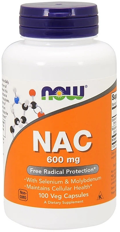 Харчова добавка "N-ацетилцистеїн", 600 мг - Now Foods NAC Veg Capsules — фото N1