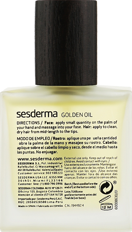 Золота арганова олія - Sesderma Laboratories Golden Argan Oil From Marocco 100% Pure — фото N2