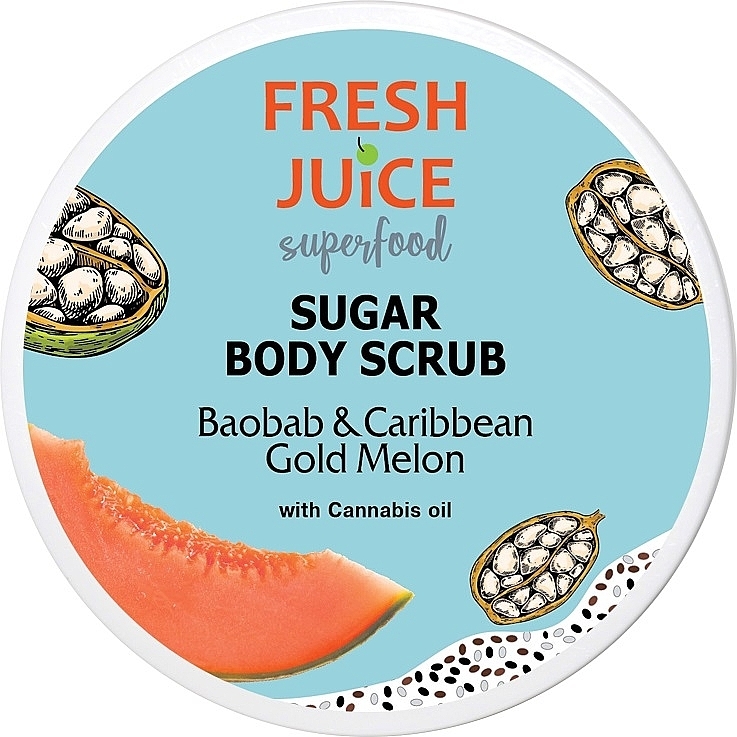 Сахарный скраб для тела "Баобаб и Карибская золотая дыня" - Fresh Juice Superfood Baobab & Caribbean Gold Melon 