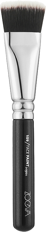 Кисть для контуринга - Zoeva 109V Face Paint Vegan Brush Silver Black — фото N1