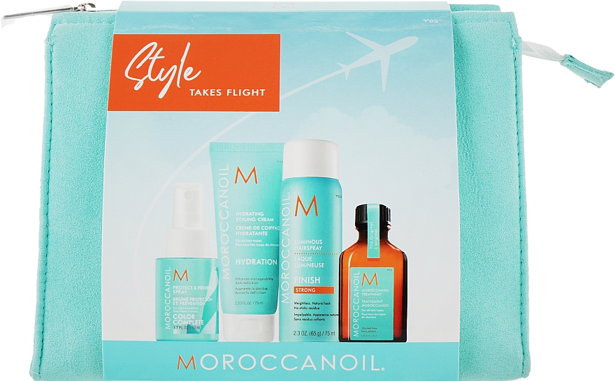 Набор - MoroccanOil Style Takes Flight (oil/75ml + h/cr/50ml + h/spray/75ml + spray/50ml) — фото N1