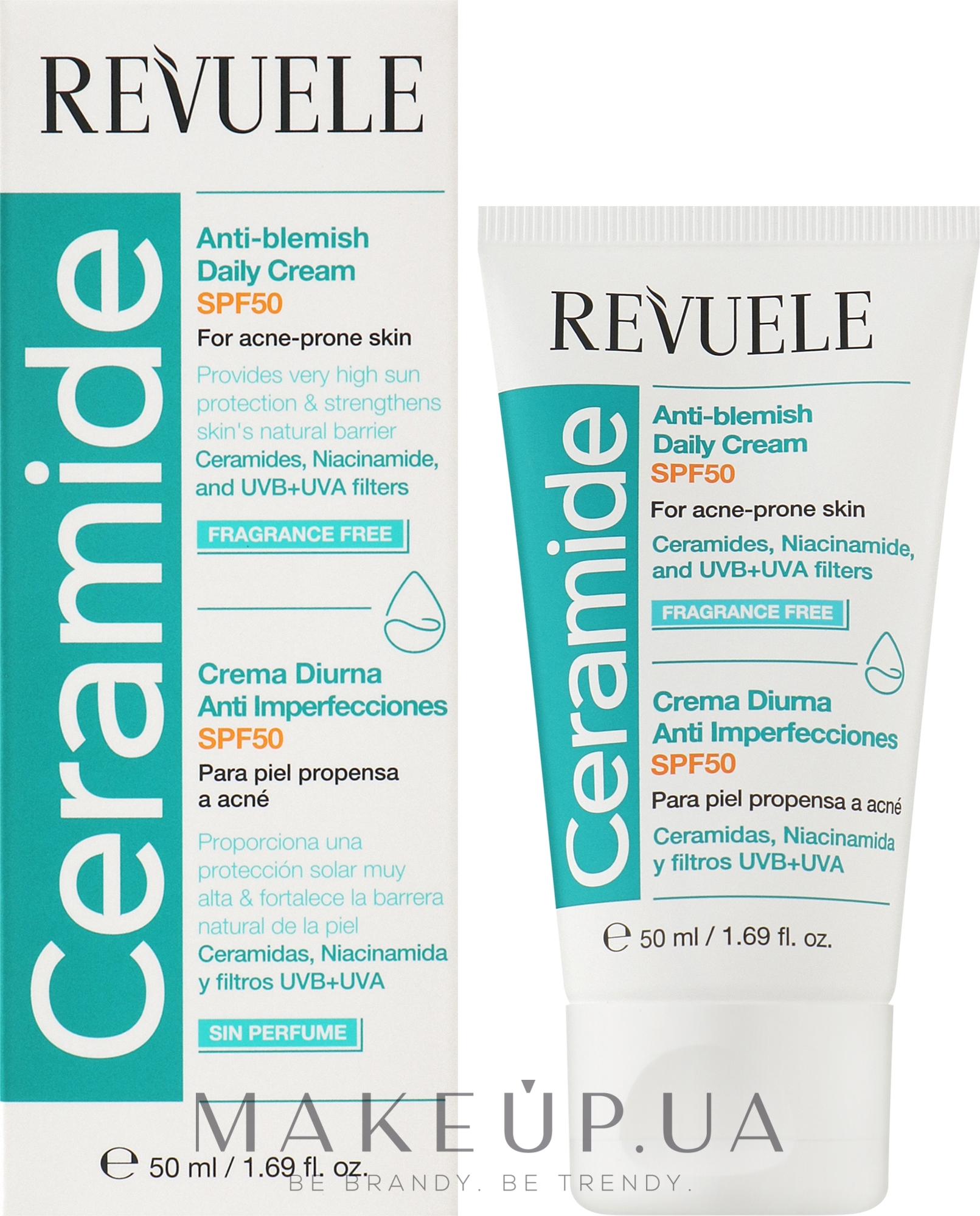 Денний крем проти пігментних плям - Revuele Ceramide Anti-Blemish Daily Face Cream For Acne-Prone Skin — фото 50ml