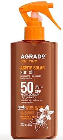 Олія для прискорення та посилення засмаги з SPF50 - Agrado Aceite Solar SPF50 — фото N1