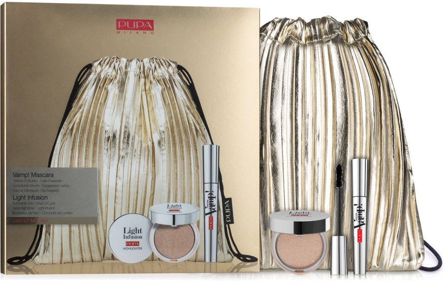 Набор (mascara/9ml + highighter/4g) - Pupa Vamp! Mascara and Light Infusion Face Highlighter Kit — фото N1