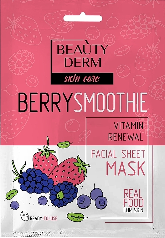 Тканинна маска "Ягідний смузі" - Beauty Derm Berry Smoothie Face Mask