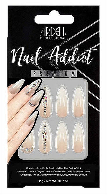 Набор накладных ногтей - Ardell Nail Addict Premium Artifical Nail Set Nude Light Crystals — фото N1