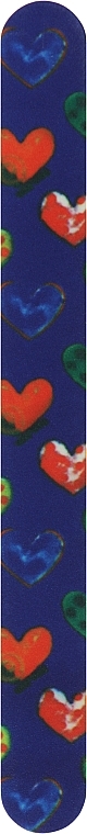 Пилочка для нігтів 2-функціональна пряма кольорова, 7446, синя, серця - Top Choice — фото N1