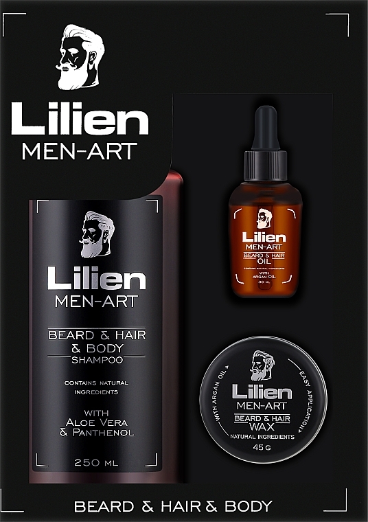 УЦІНКА Набір - Lilien Men-Art Black (wax/45g+ shampoo/250ml+h/oil/30ml) * — фото N1