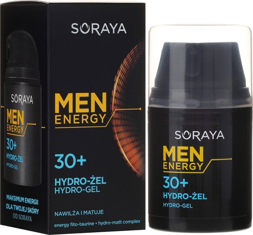 Увлажняющий матирующий гидрогель для мужчин - Soraya Men Energy Hydro-Gel 30+
