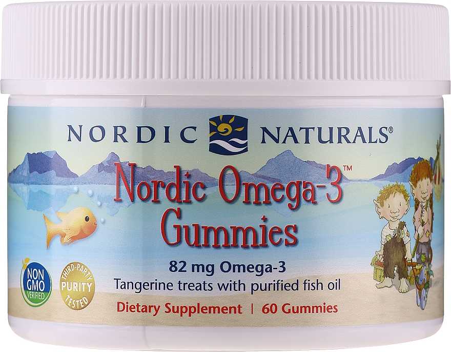 Пищевая добавка для детей со вкусом мандарина "Омега 3", 82 мг - Nordic Naturals Gummy  — фото N1