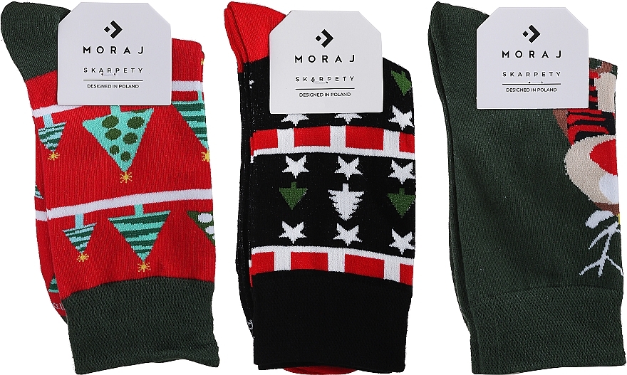Жіночі шкарпетки, 3 пари, новорічні візерунки - Moraj — фото N2