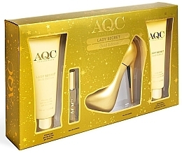 AQC Fragances Lady Secret Gold - Набор (edt/100 ml + edt/15 ml + sh/gel/120 ml + b/cr/120 ml) — фото N1