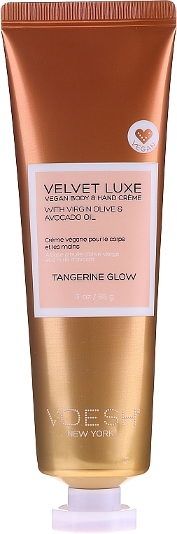 Крем для тіла й рук з оливковою олією і авокадо - Voesh Velvet Luxe Tangerine Glow Vegan Body&Hand Creme — фото N1