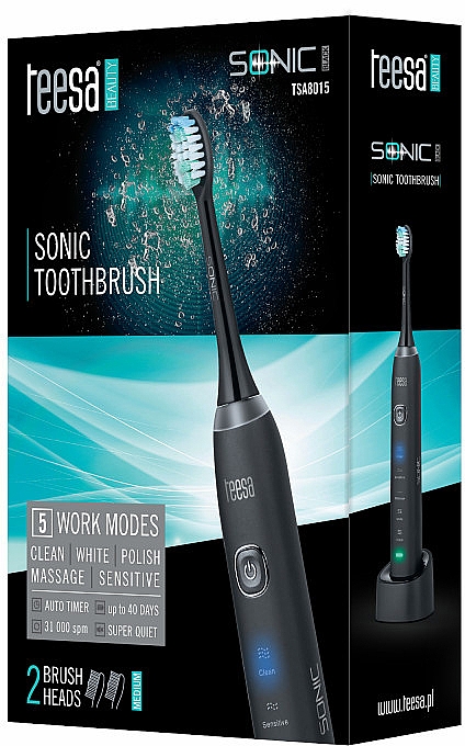 Електрична звукова зубна щітка, чорна - Teesa Sonic Black TSA8015 — фото N1