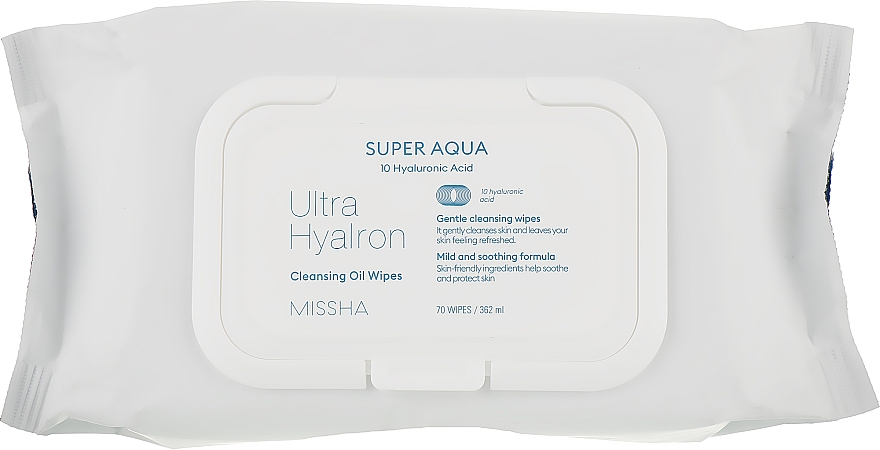 Очищающие салфетки с маслами и гиалуроновой кислотой - Missha Super Aqua Ultra Hyalron Cleansing Oil Wipes — фото N3