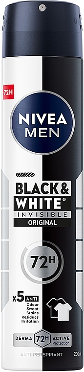 Антиперспірант "Чорне та Біле невидимий: класичний", спрей - NIVEA MEN Black & White Invisible Original Anti-Perspirant — фото N1