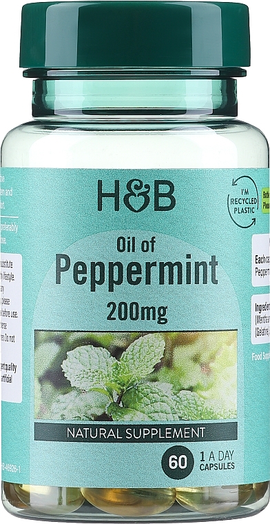 Пищевая добавка "Масло мяты перечной" - Holland & Barrett Extra Strength Oil of Peppermint 200mg — фото N1