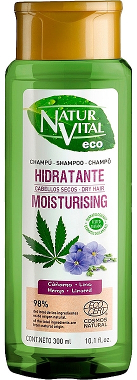 Увлажняющий шампунь для сухих волос - Natur Vital Eco Moisturising Hemp & Linseed Shampoo  — фото N1