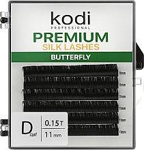 Парфумерія, косметика Накладні вії Butterfly Green D 0.15 (6 рядів: 11 мм) - Kodi Professional