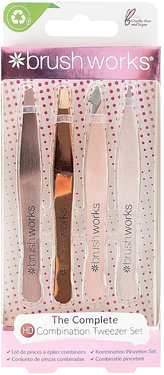 Набор пинцетов, золото - Brushworks The Complete HD Combination Tweezer Set Gold — фото N1