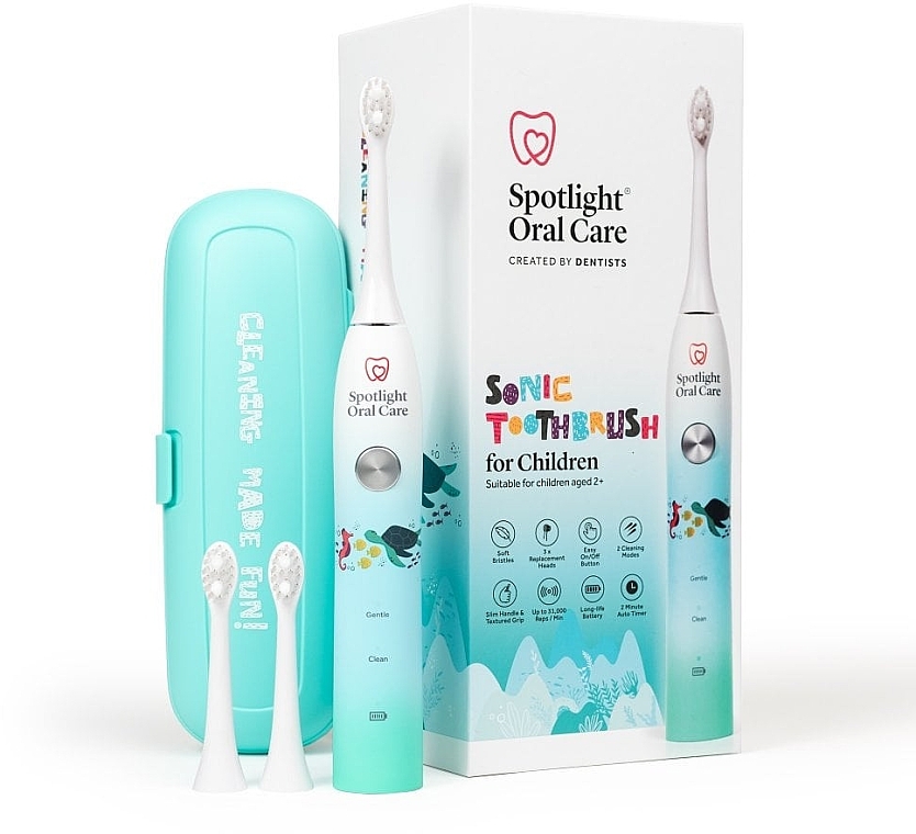 Электрическая детская зубная щетка, с насадками и футляром - Spotlight Oral Care Children's Sonic Toothbrush — фото N2