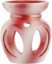 Аромалампа "Тыква" бордово-белая с розовым цветком - Flora Secret — фото N1