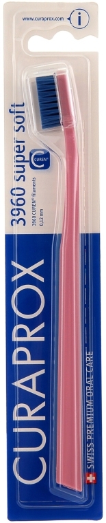 Зубная щетка CS 3960 "Super Soft", D 0,12 мм, нюдовая, синяя щетина - Curaprox