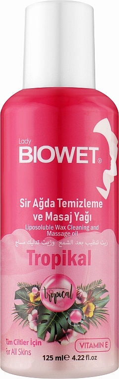 Масло для массажа и после восковой депиляции "Тропики" - Lady Biowet Liposoluble Wax Cleaning and Massage Oil Tropical — фото N1