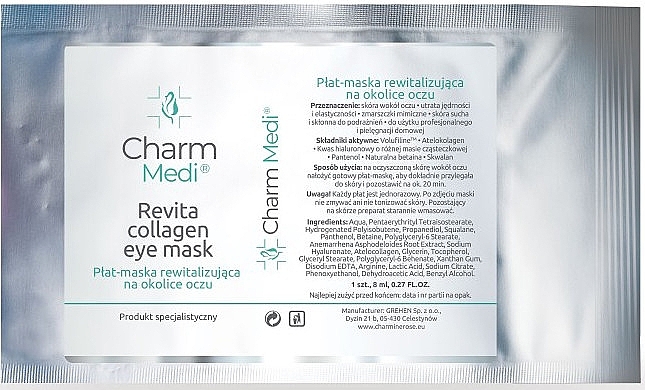 Тканинна маска для зони навколо очей - Charmine Rose Charm Medi Revita Collagen Eye Mask — фото N1