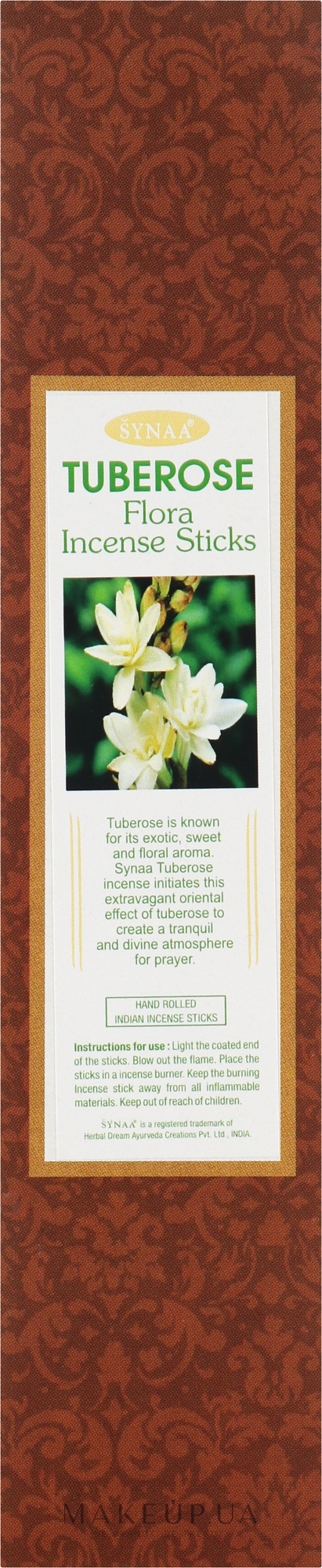 Ароматичні палички Тубероза - Synaa Flora Incense Sticks Tuberose — фото 12шт